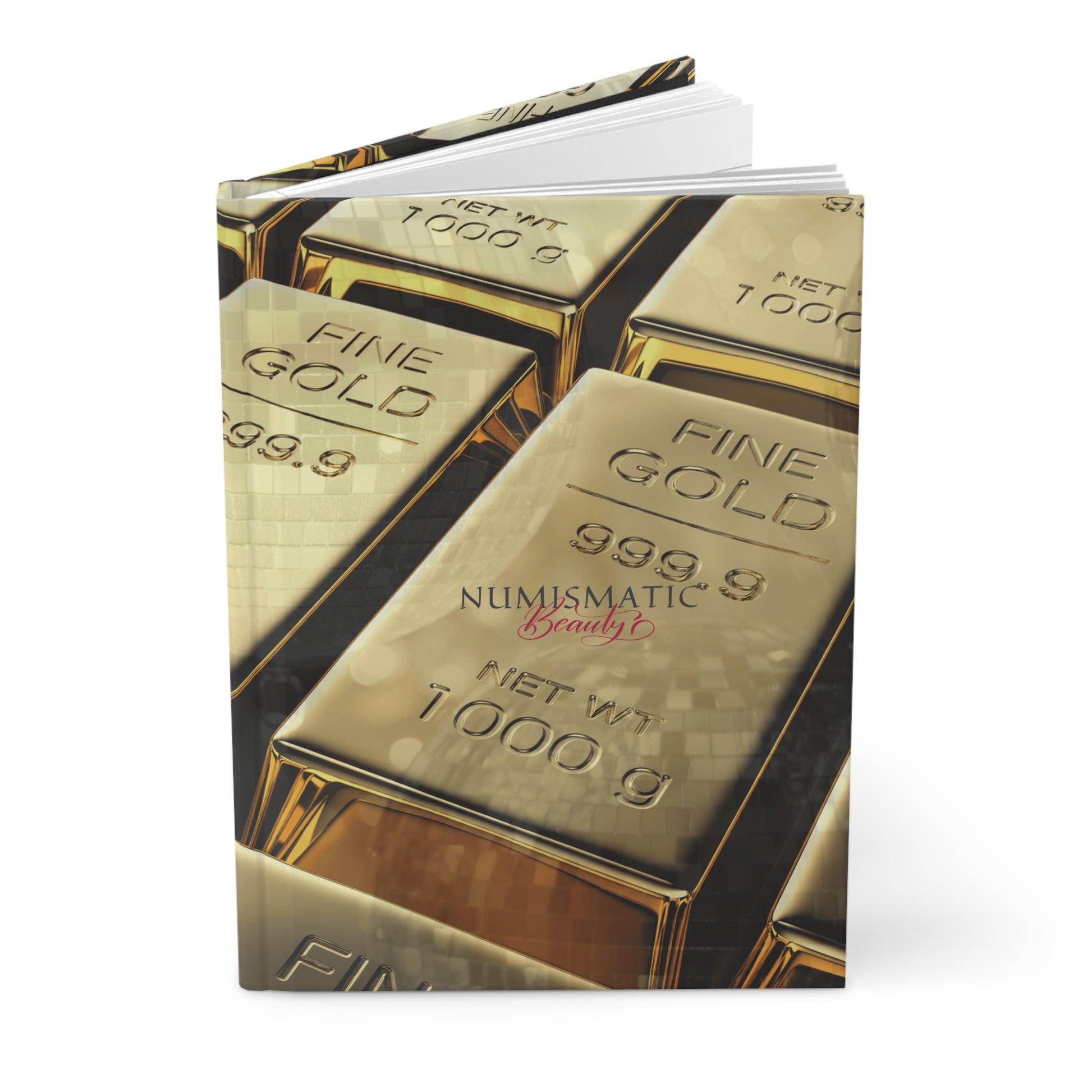 Gold Bar Journal by Numismatic Beauty, featuring a matte laminated cover with gold bar imagery, ideal for investors and collectors of precious metals.